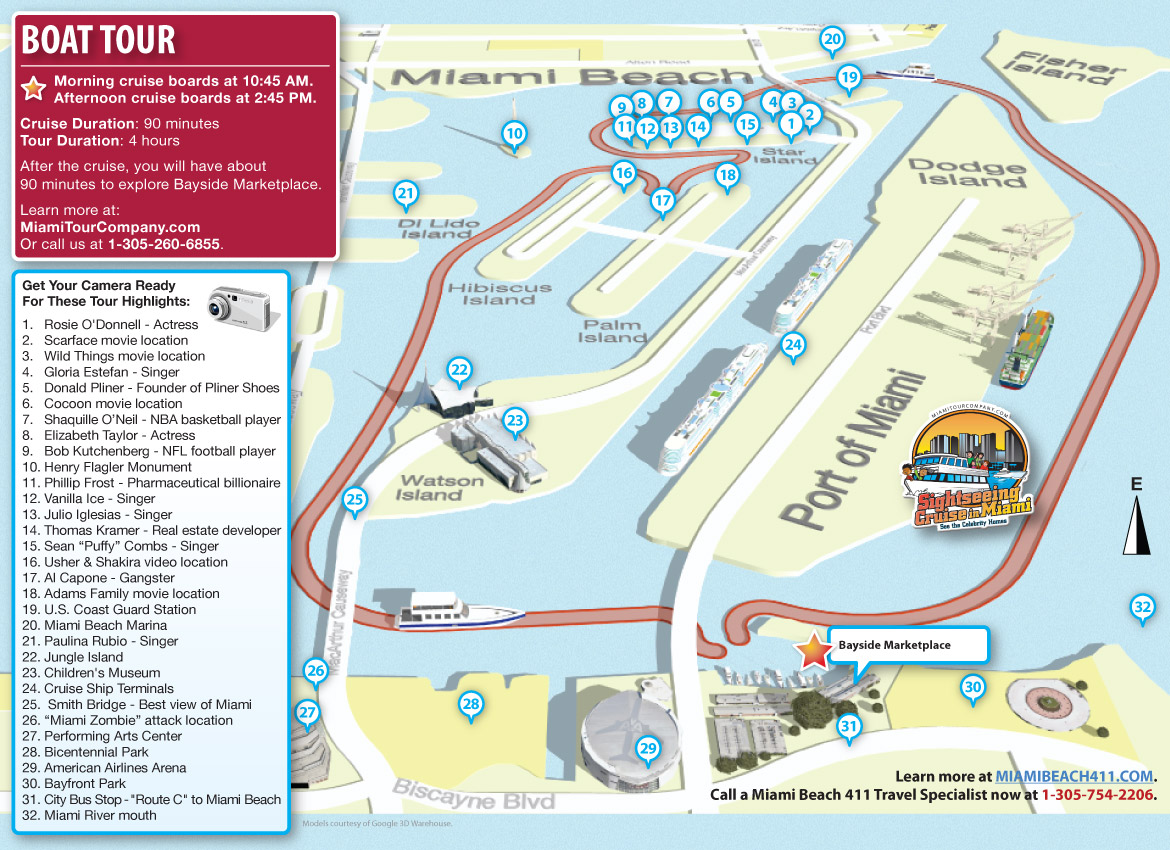 Miami Boat Tour Map