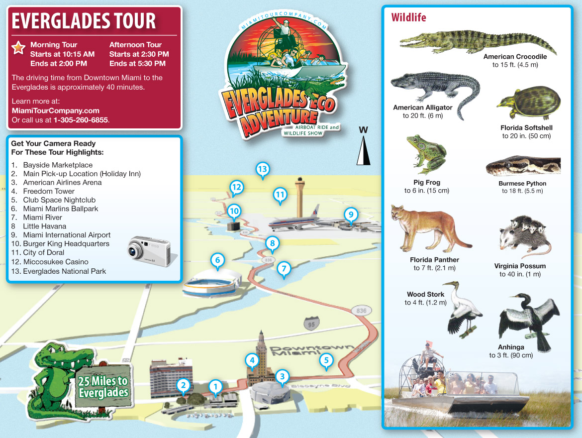 Miami Everglades Tour Map